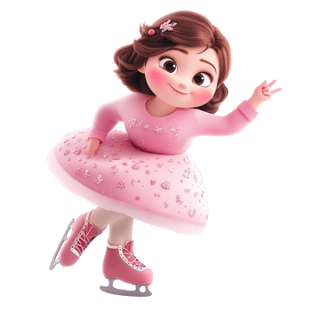 A cartoon girl performing a graceful ice skating movement gracefully png