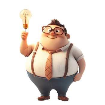 A cartoon person is holding up a glowing light bulb png