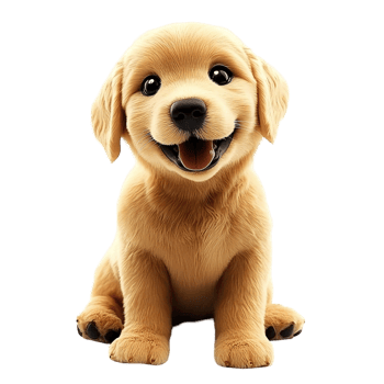 A happy golden retriever puppy smiling with open mouth and tongue png
