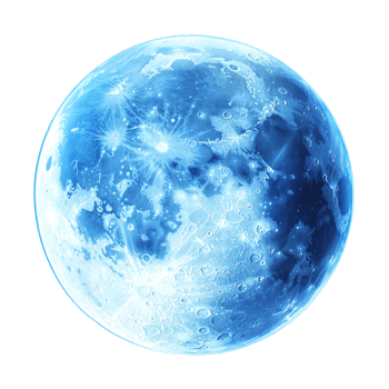 A digitally rendered image of a vibrantly blue lunar sphere png
