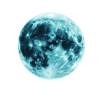A luminous blue celestial body displaying craters in space png