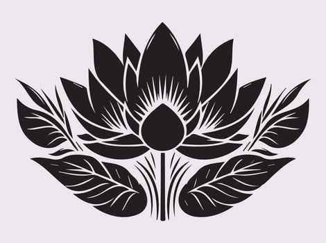 Stylish Lotus Silhouette in Black for Modern Graphic Artwork vector