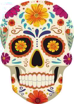 isolated mexican skull mask bright traditional calavera with flowers. cinco de mayo and day of the dead element. decorative design vector