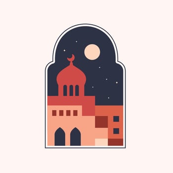 minimalist style windows with Islamic theme, Islamic city, boho design for Arabic doors for Ramadan and Eid al-Fitr vector