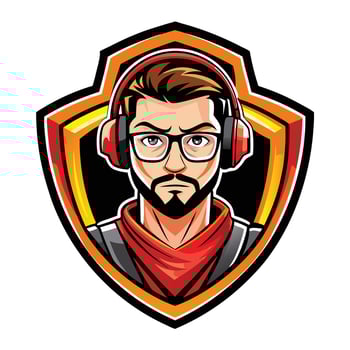Gamer portrait with headphones and glasses vector