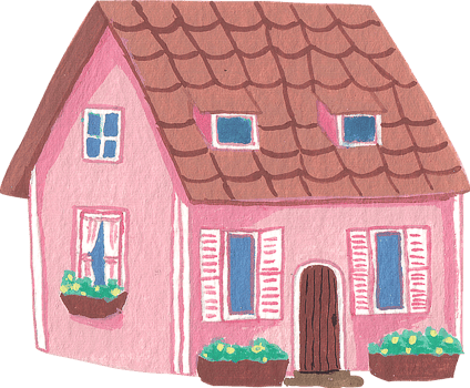 Cute hand painted small cottage house in watercolor illustration png