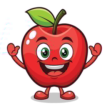 Happy apple cartoon character with arms raised vector