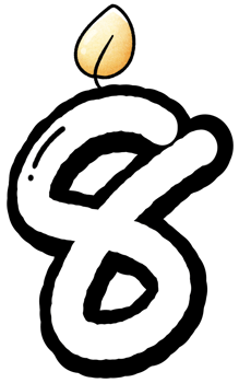 Hand drawn doodle font number 8 with candle pattern, number for worksheet png