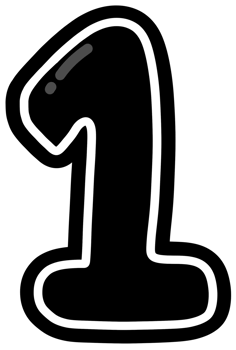 Cute black and white number 1, Hand drawn number for kids, number element design illustration png