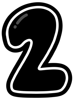 Cute black and white number 2, Hand drawn number for kids, number element design illustration png