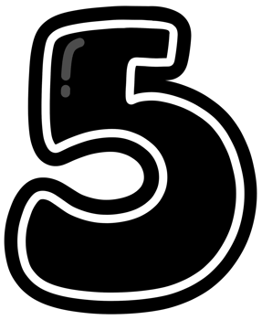 Cute black and white number 5, Hand drawn number for kids, number element design illustration png