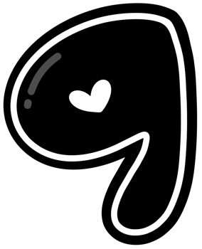 Cute black and white number 9, Hand drawn number for kids, number element design illustration png
