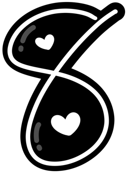 Cute black and white number 8, Hand drawn number for kids, number element design illustration png