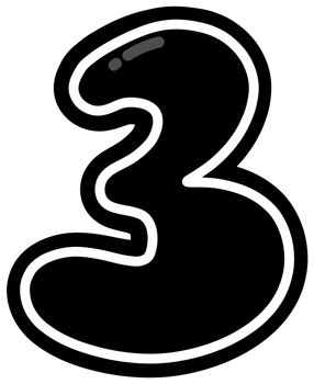 Cute black and white number 3, Hand drawn number for kids, number element design illustration png