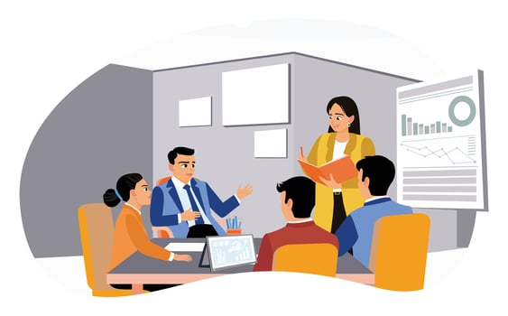 Group of business people at meeting at conference table. vector