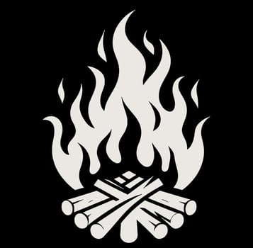 Black and white logo illustration of a campfire vector