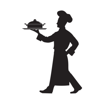 Silhouette of a male Chef Serving a Dish png