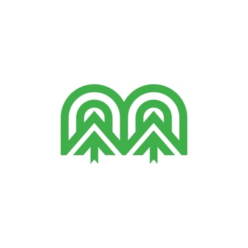 letter m stripes green tree mountain abstract logo vector