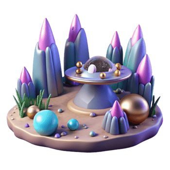 serene artistic Alien Landscape Isolated on Transparent Background original png