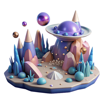 wonderful rustic Alien Landscape Isolated on Transparent Background genuine png