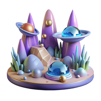 stunning artistic Alien Landscape Isolated on Transparent Background high quality png