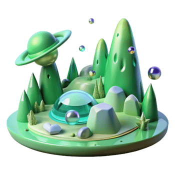 impressive vintage Alien Landscape with Green Sky Transparent Background genuine png