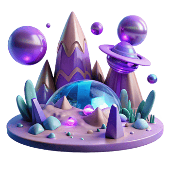 impressive contemporary Alien Landscape with Purple Sky Transparent Background detailed png