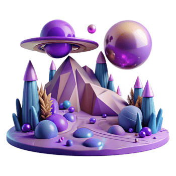 magnificent abstract Alien Landscape with Purple Sky Transparent Background png