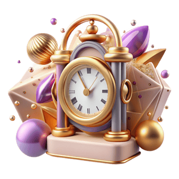 beautiful vintage Antique Clock Transparent Background with Roman Numerals premium png