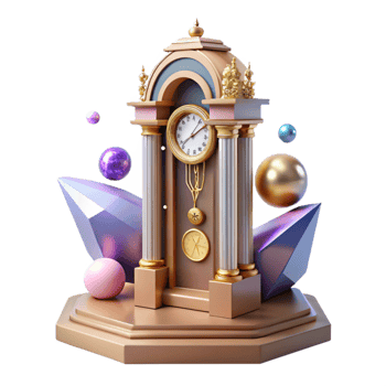 beautiful artistic Antique Grandfather Clock Front View Transparent Background high resolution png