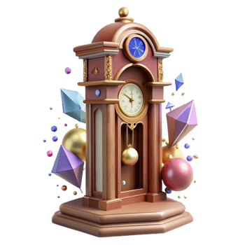 vibrant classic Antique Grandfather Clock Front View Transparent Background high resolution png