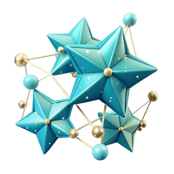 extraordinary rustic Aqua Blue Connected Stars with Transparent Background high resolution png