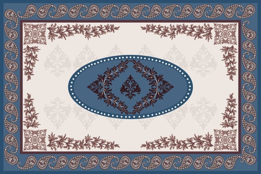 Persian Carpet or Iranian Carpet Traditional Design Oriental Damask Floral Embroidery Design for Carpets, Throws, Wallpaper, Wrapping, Fabric, Clothing and Tribal Textures V2. vector