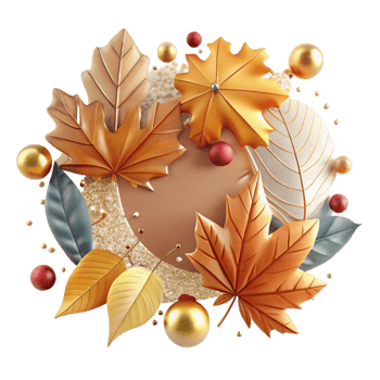 vibrant minimalist Autumn Leaves Border Frame Transparent Background professional png