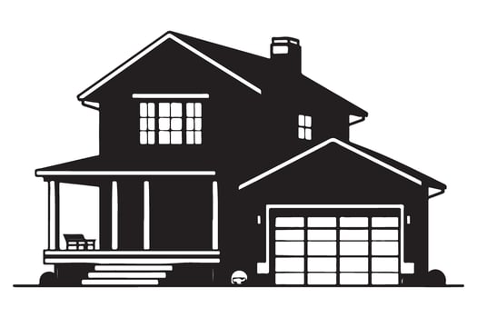 Two Story House Silhouette Graphic With Garage and Porch vector