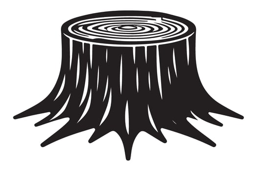 Detailed tree stump illustration natural element of forest silhouette vector