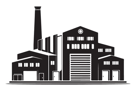 Factory Building Silhouette Illustration for Industrial Projects vector