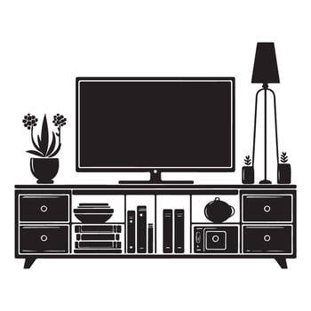 Television Stand Silhouette Illustration For Home Entertainment Designs vector