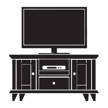 Modern Television Set on Entertainment Center Silhouette Illustration vector