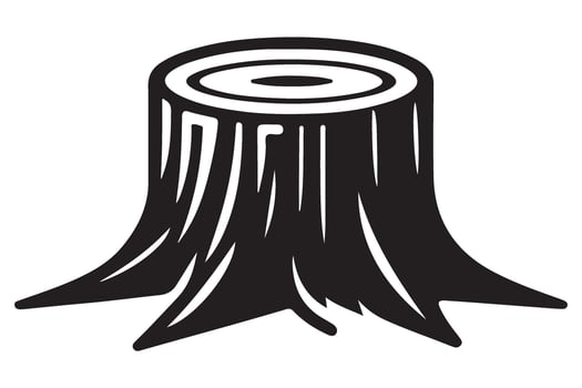 Silhouette Illustration Of Tree Stump In Forest Wood For Garden vector