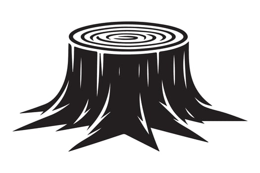 Silhouette Illustration Of Tree Stump In The Forest Or Yard vector