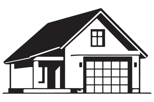 House With Garage A silhouette Illustration of Home Architecture Design vector