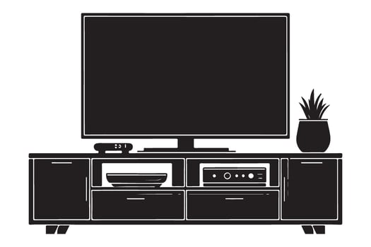 Television Entertainment Center Silhouette Modern Home Entertainment Console vector