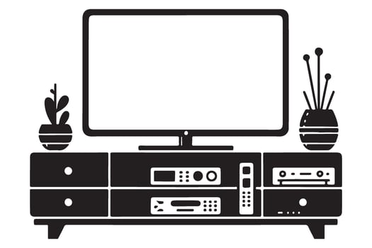 Modern Television and Entertainment Center Stylish Home Furniture Illustration vector