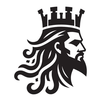 King illustration with crown and beard royalty graphics vector