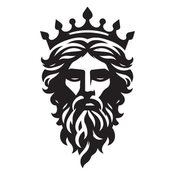 Majestic Poseidon king of the sea head illustration vector