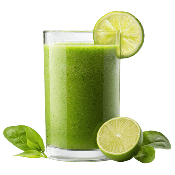 Free Isolated on Transparent Background, refreshing smoothie drink made with vibrant green ingredients and garnished with lime png
