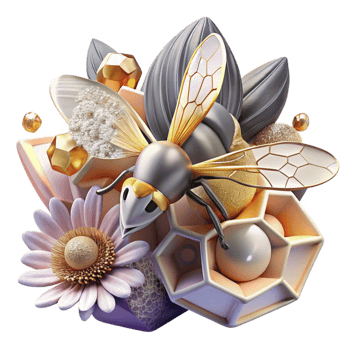 stunning artistic Bee Pollinating Flower Cutout with Pollen Detail authentic png