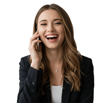 Happy Young Professional Woman Talking on Mobile png