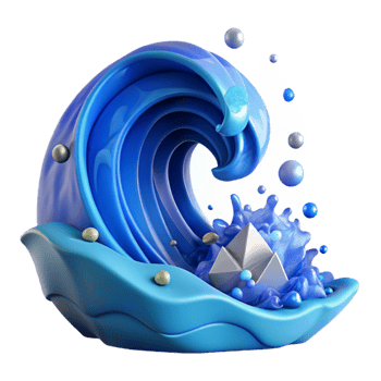 dramatic abstract Blue Ocean Wave Crashing Cutout with Transparent Background detailed png